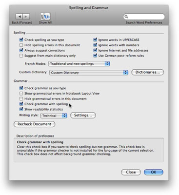 change language for dictinary in word mac